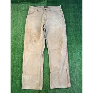 Schmidt Workwear Mens Tan Duck Canvas Carpenter Utility Pants 34x32 Distressed
